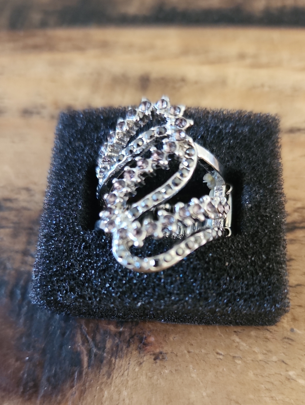Sparkling Silver Wave Crystal Ring - Women Jewelry